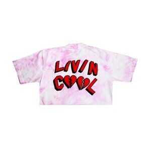 Livin’ Cool Pink Tie Dye Heartbreaker Crop Top Size M